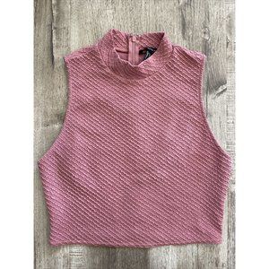 Forever 21 Coral Crop Top Beautiful Ribbed detail short Turtleneck Sleeveless L